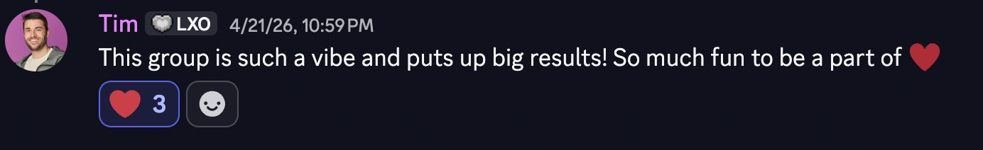 Tim: This group is such a vibe and puts up big results!
